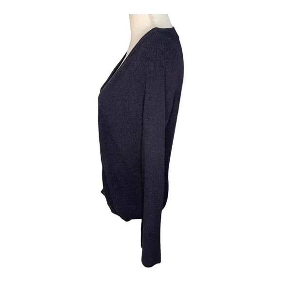 Minnie Rose Women’s Small Navy Ribbed Button Front Cardigan - Picture 2 of 5